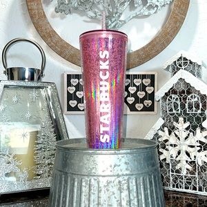 💗NEW🫧Starbucks 2023 Holiday Pink Holorgraphic Bubbleseed Tumbler